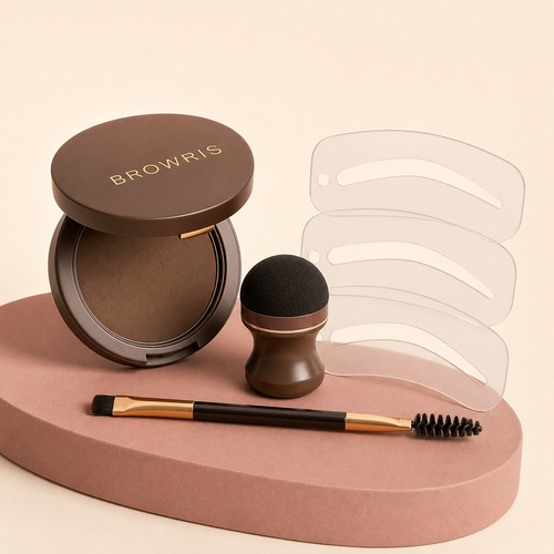 Kit tampon à sourcils BROWRIS avec poudre, pochoirs et goupillon